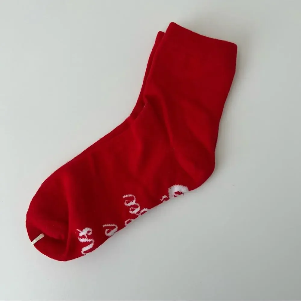 If you can read this bring me coffee red white crew socks